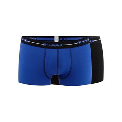 Pack of two blue and black plain hipster briefs